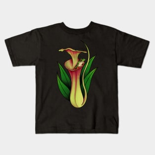 Cute Frog Inside Nepenthes Carnivorous plant Botany Pitcher Plant Kids T-Shirt